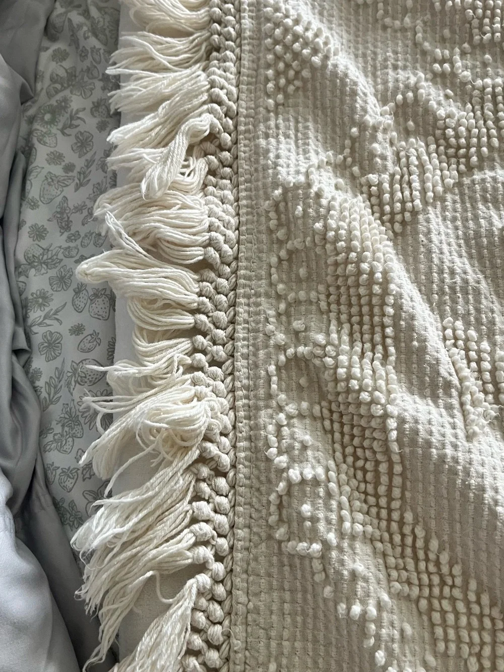 Morgan-Jones Minuet Cotton Chenille Twin/Full Bedspread Size 70” x 105” in Ivory